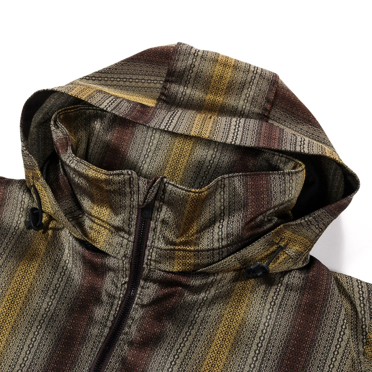 NEEDLES HOODED SUR COAT OMBRE STRIPE JACQUARD BEIGE / BROWN