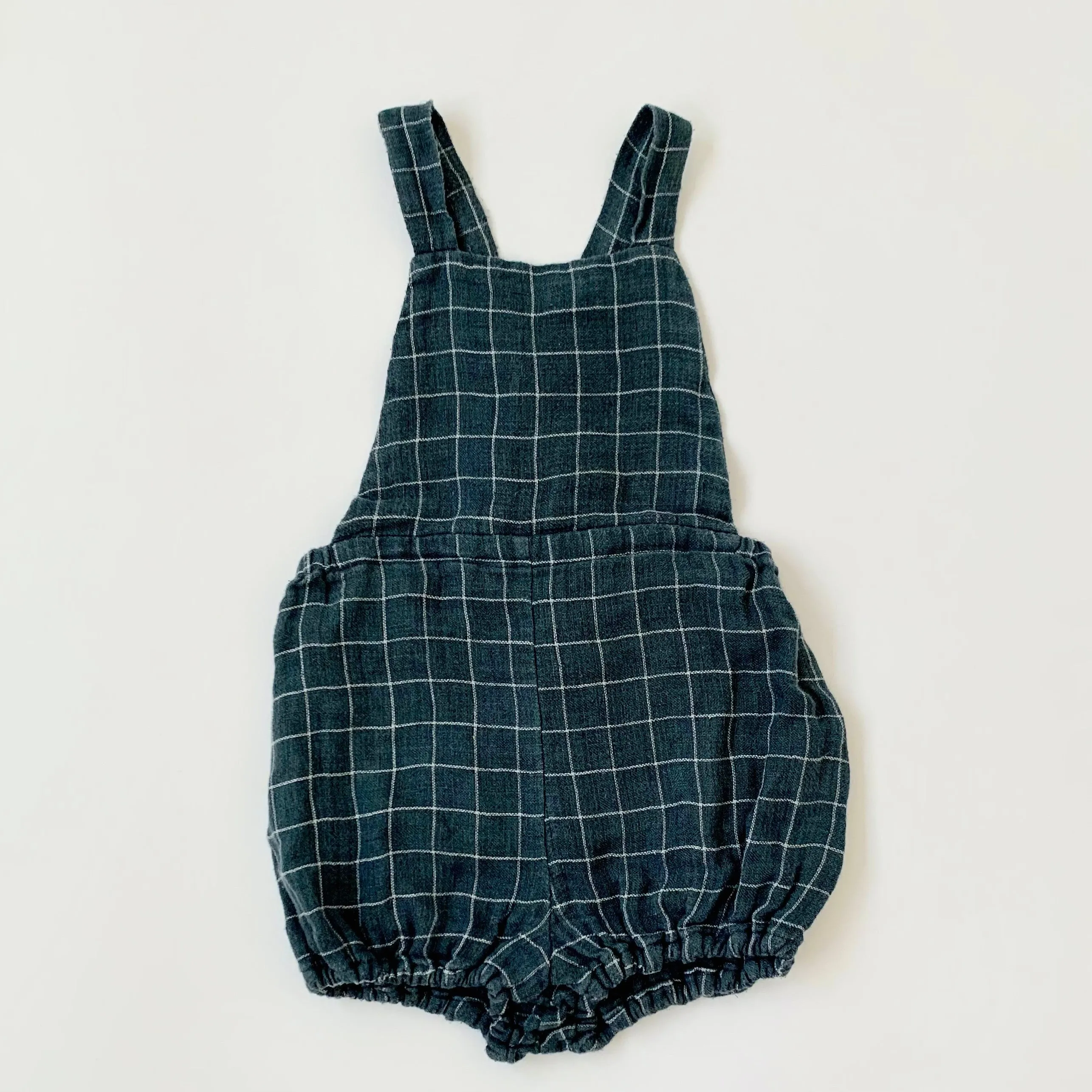 Nellie Quats Grey Check Linen Romper: 3-4 Years