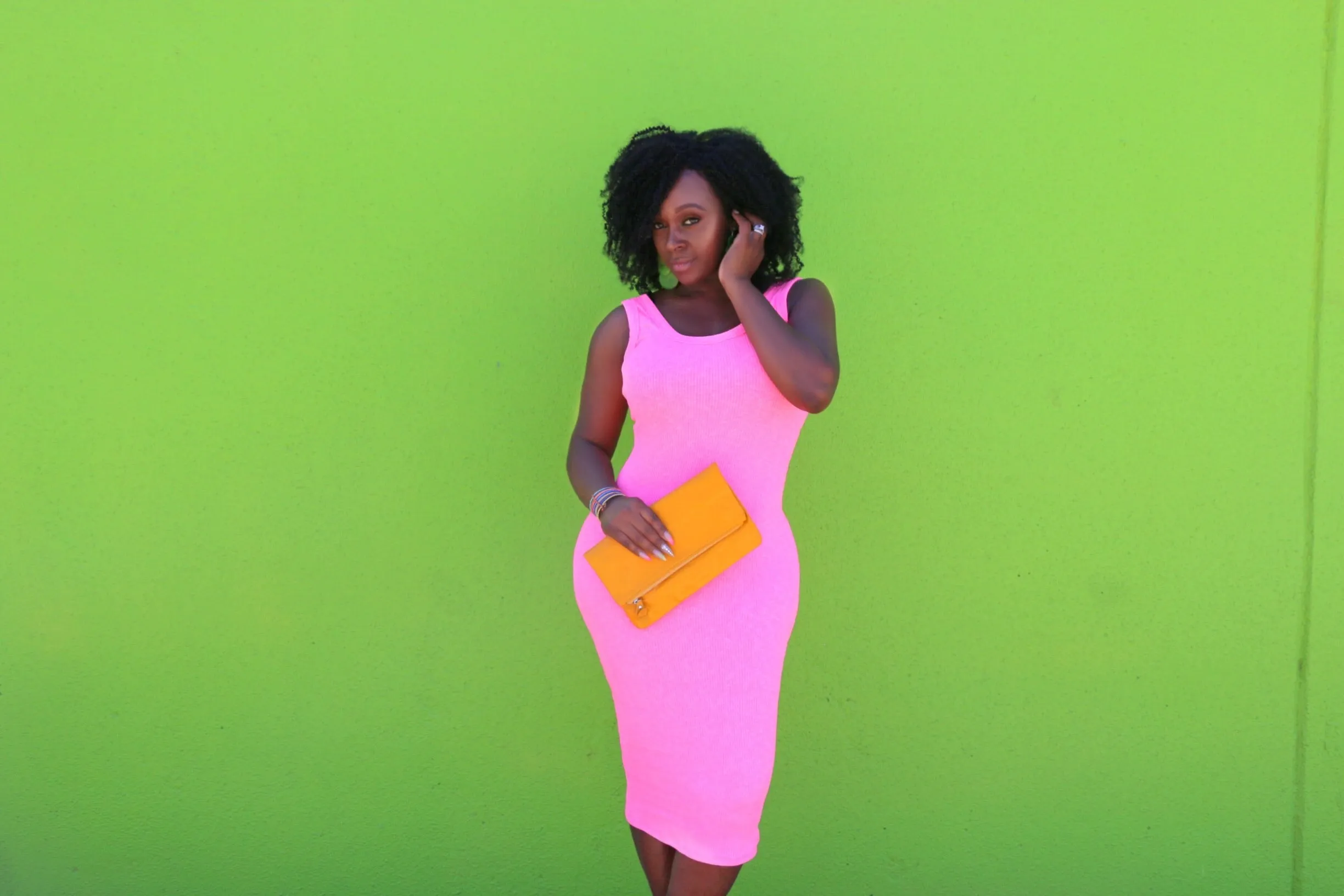 Neon Ribbed Knit Dress