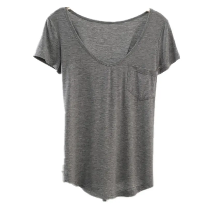 New Summer T Shirt Modal Women Short Sleeve Casual Fashion V-Neck Tee Tops Female T-shirt Plus Size 3 Colors 70638 SM6