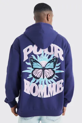 Oversized Butterfly Back Print Hoodie | boohooMAN UK