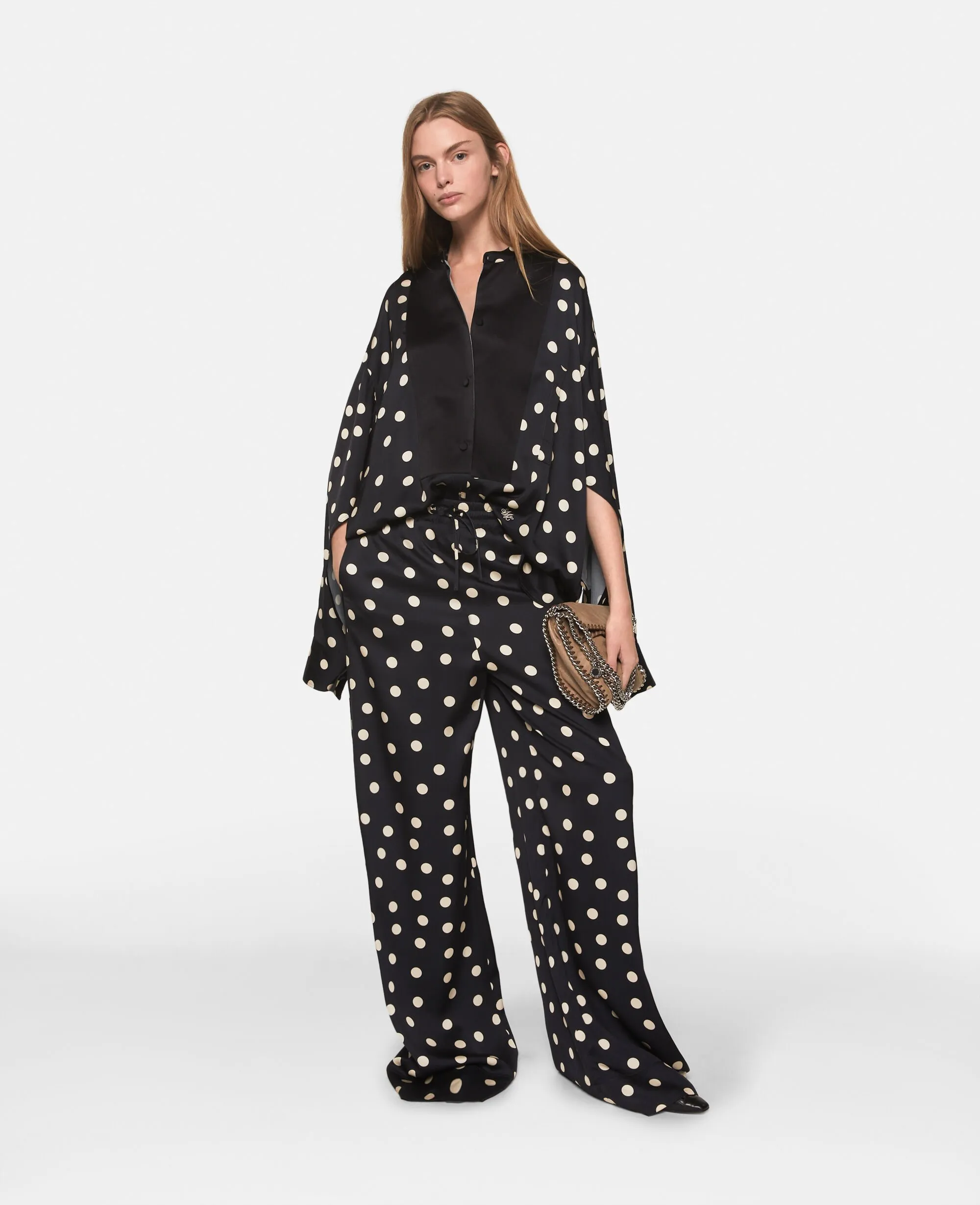 Oversized Polka Dot Tuxedo Shirt