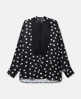 Oversized Polka Dot Tuxedo Shirt