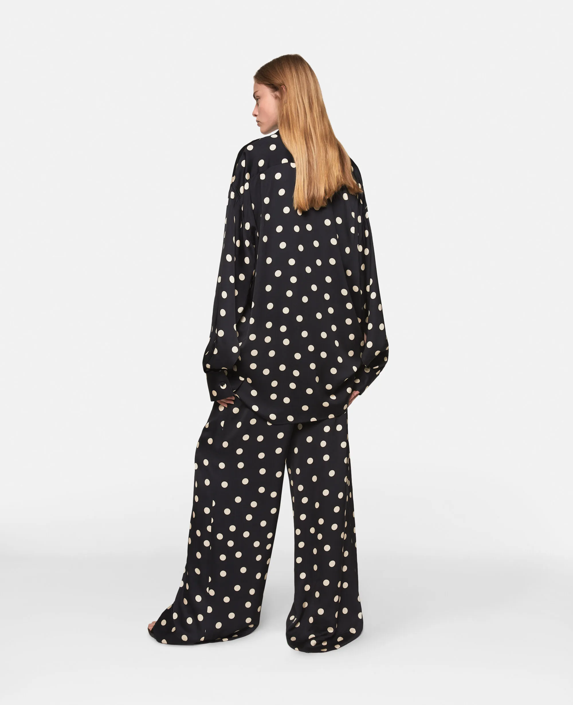 Oversized Polka Dot Tuxedo Shirt