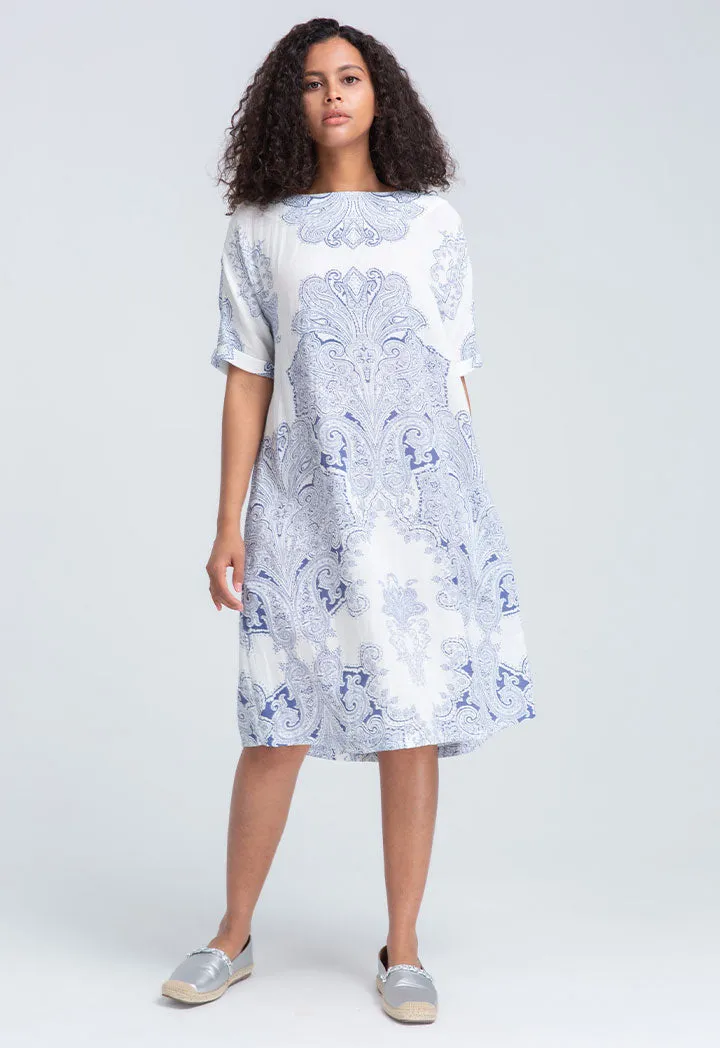 Paisley Placement Print Casual Dress