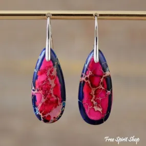 Pink & Navy Blue Imperial Jasper Earrings