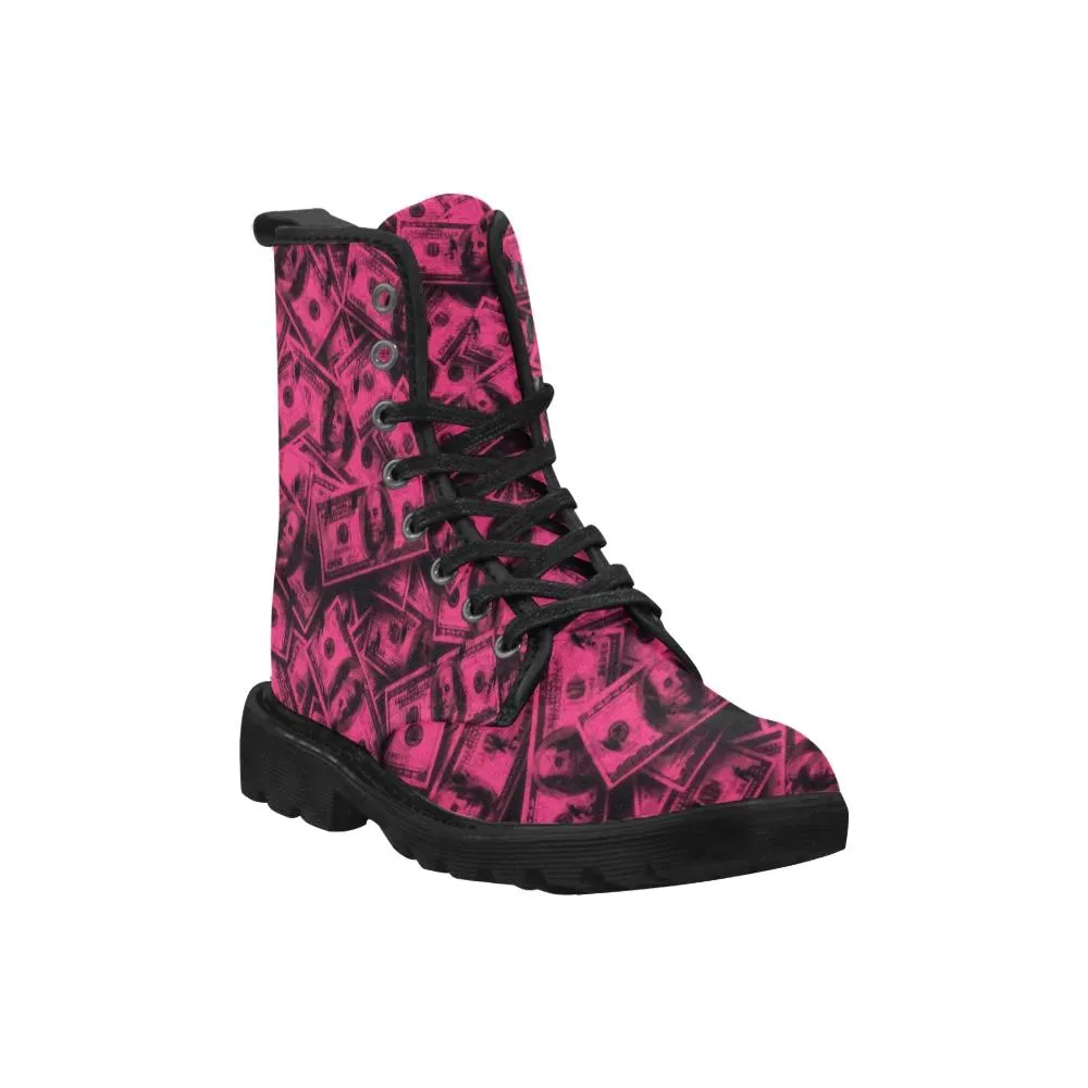 Pink Grunge Money Women's Boots