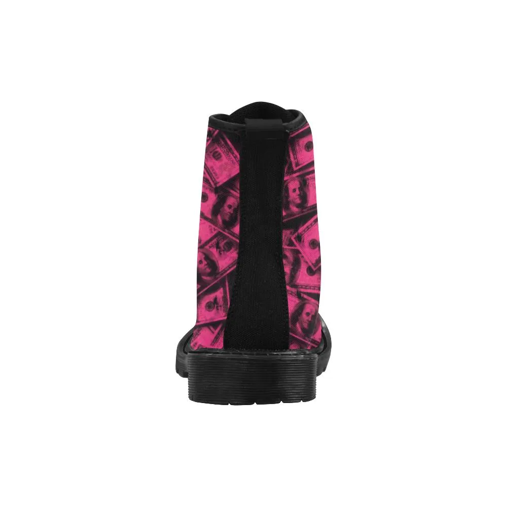 Pink Grunge Money Women's Boots