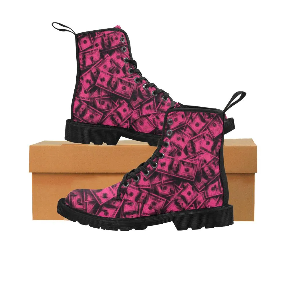 Pink Grunge Money Women's Boots