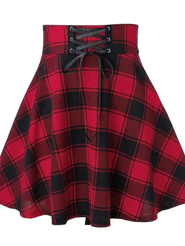 Plaid Mini Skirt for Women in Black, White, Red, and Green - Spring & Summer Casual Party Halloween S M L