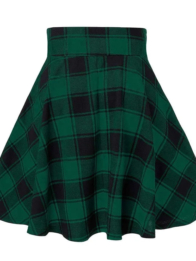 Plaid Mini Skirt for Women in Black, White, Red, and Green - Spring & Summer Casual Party Halloween S M L