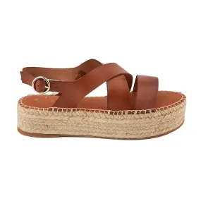 Plain Leather Platform Espadrille for Women - Amer