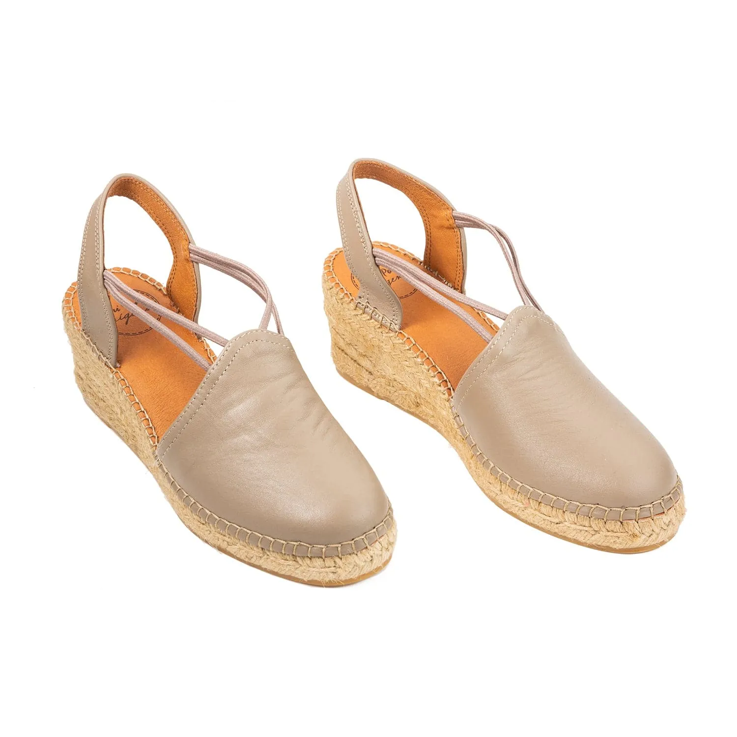 Plain Leather Wedge Espadrille for Women - Torino-P