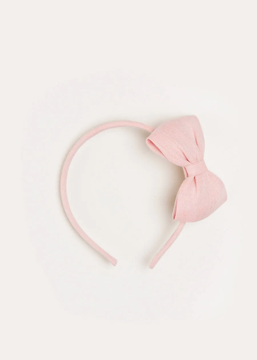 Plain Medium Bow Headband in Pink