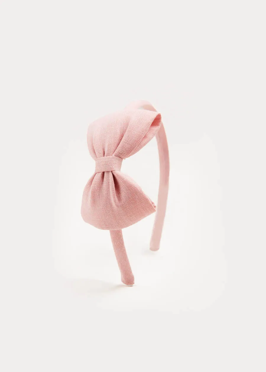 Plain Medium Bow Headband in Pink