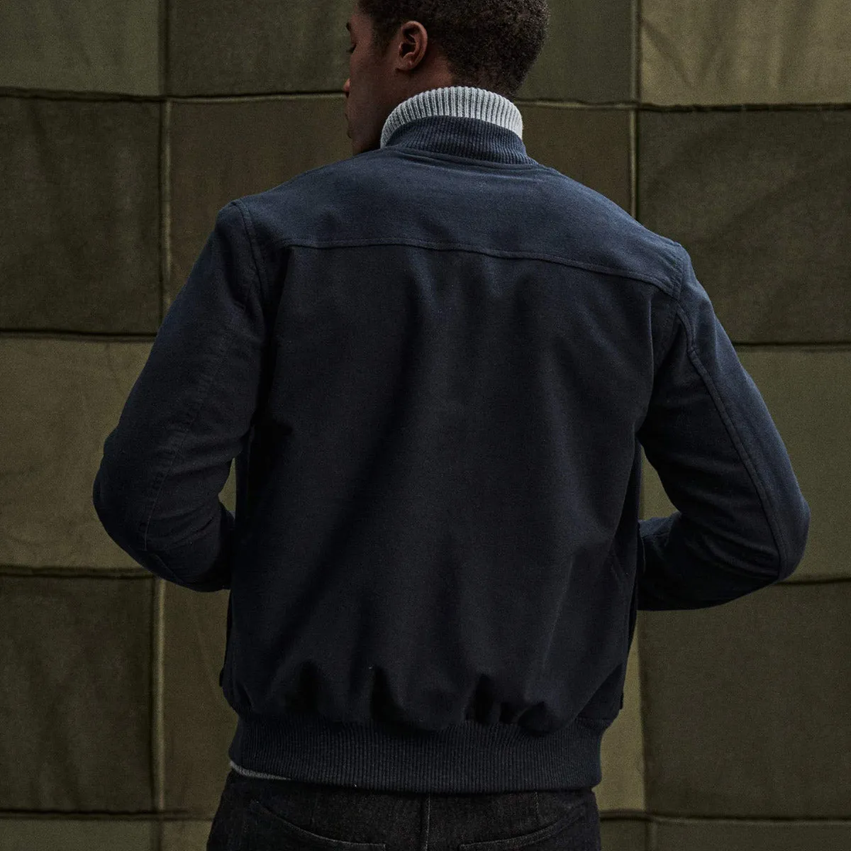 Private White VC - Moleskin Bomber Jacket in Navy