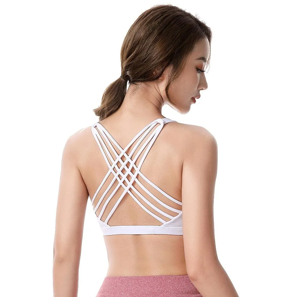 Push Up Wirefree Padded Crisscross Strappy Crop Top