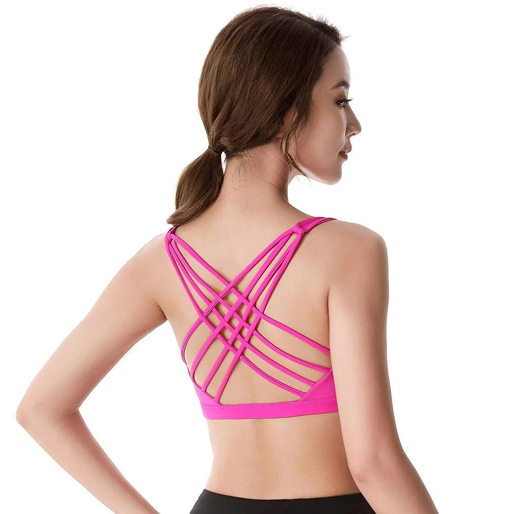 Push Up Wirefree Padded Crisscross Strappy Crop Top