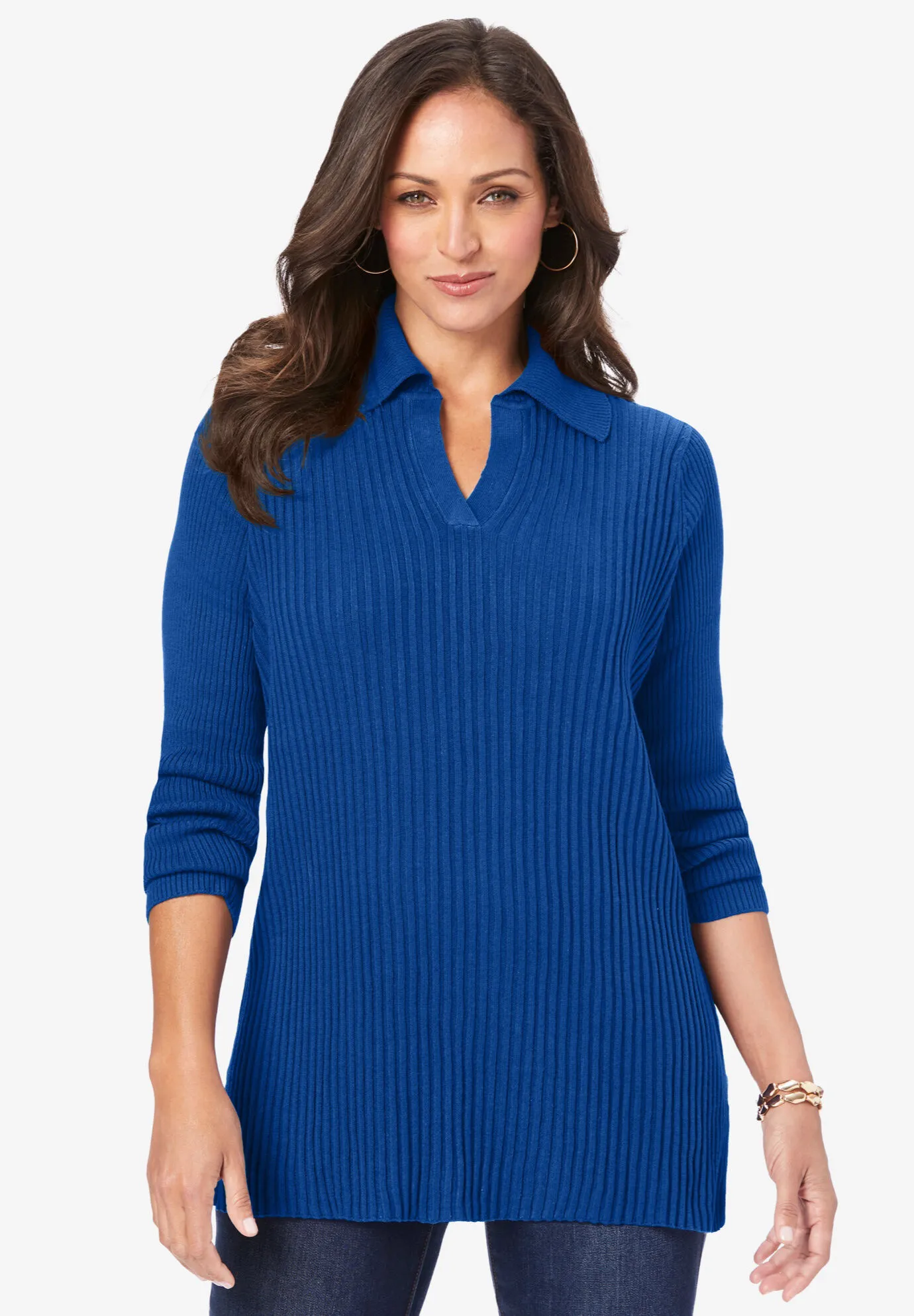 Ribbed Collar Sweater