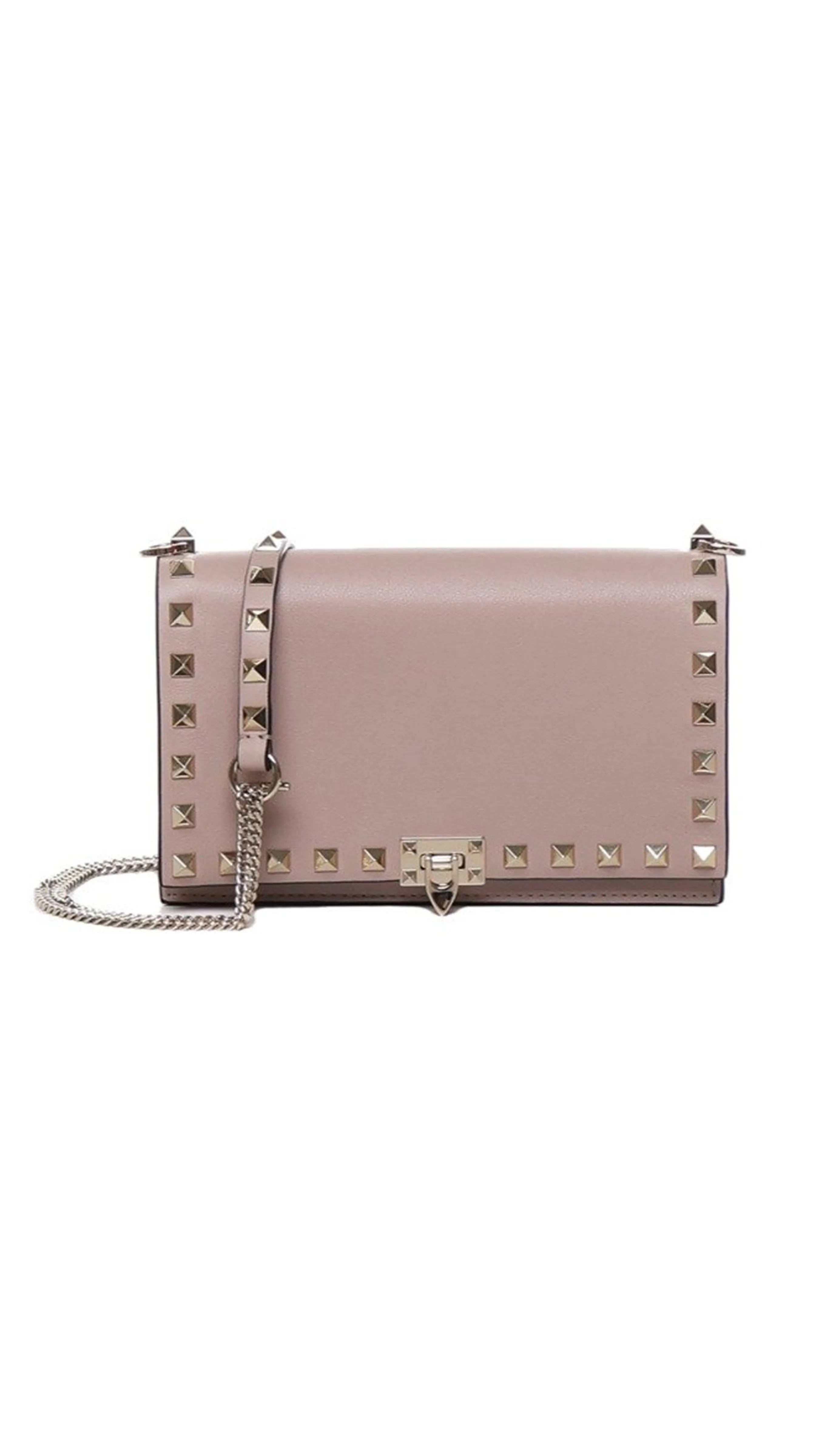 Rockstud Crossbody Bag in Calfskin - Poudre