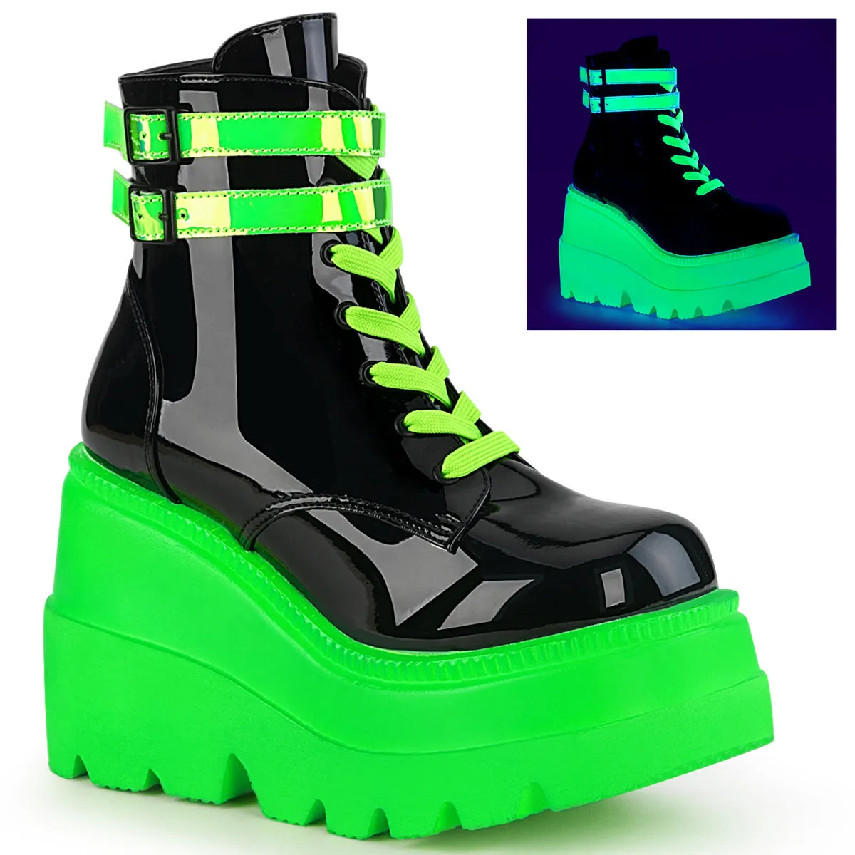 Shaker-52 Neon Green Black Patent