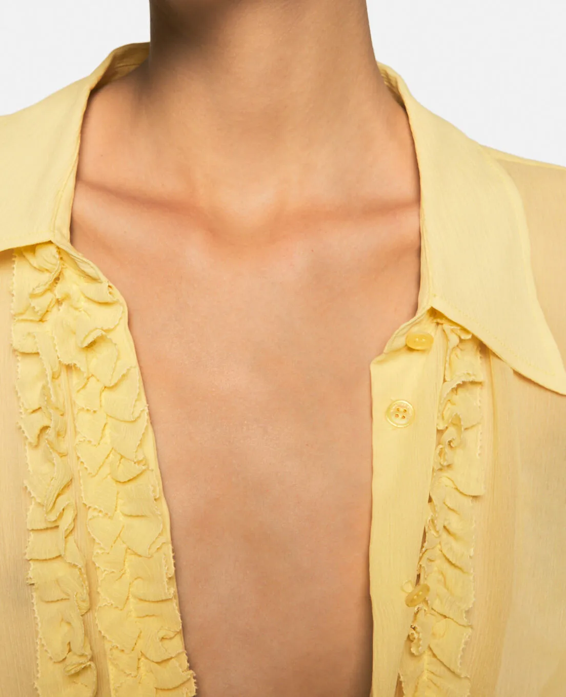 Sheer Ruffled Silk Tuxedo Shirt