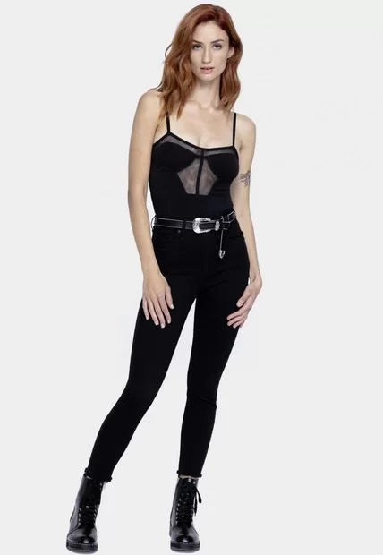 Sheer Spaghetti Straps Bodysuit - Casual Style - ONA SAEZ