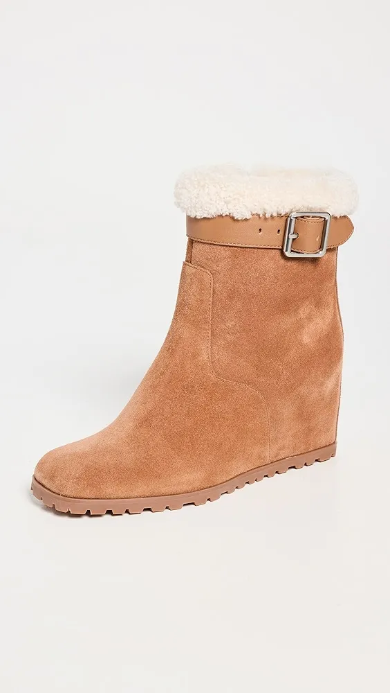 SIMKHAI   Avery Shearling Wedge Ankle Boots 