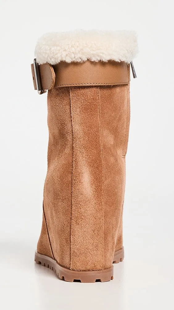 SIMKHAI   Avery Shearling Wedge Ankle Boots 