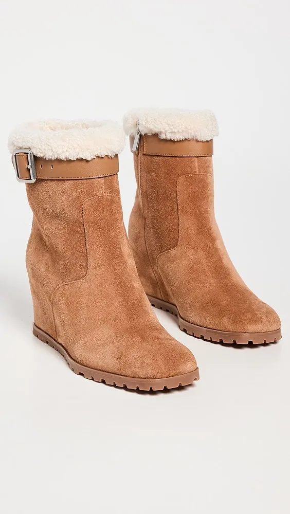 SIMKHAI   Avery Shearling Wedge Ankle Boots 