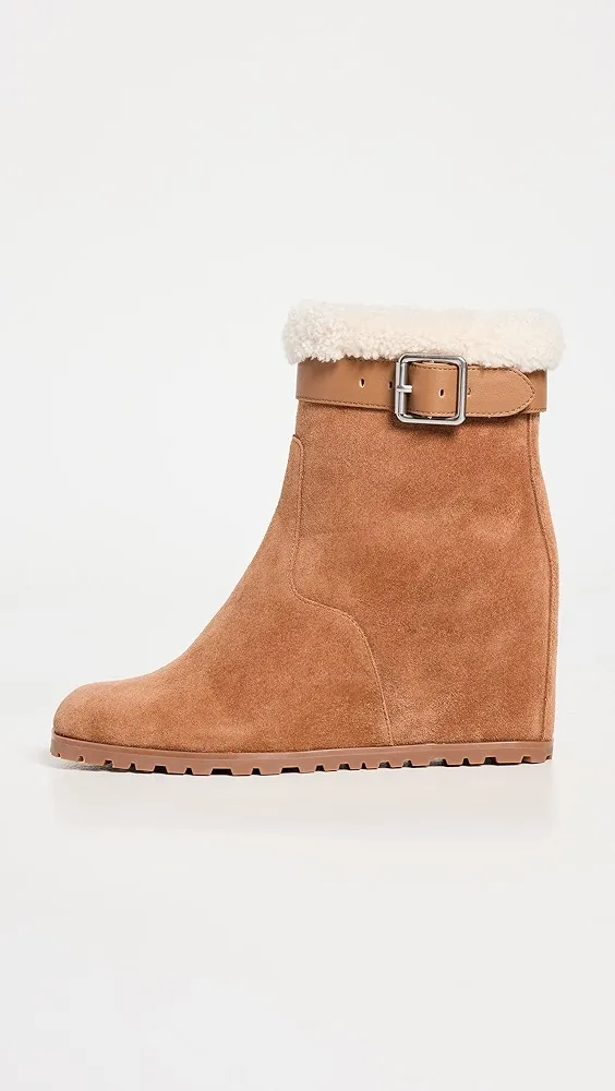 SIMKHAI   Avery Shearling Wedge Ankle Boots 