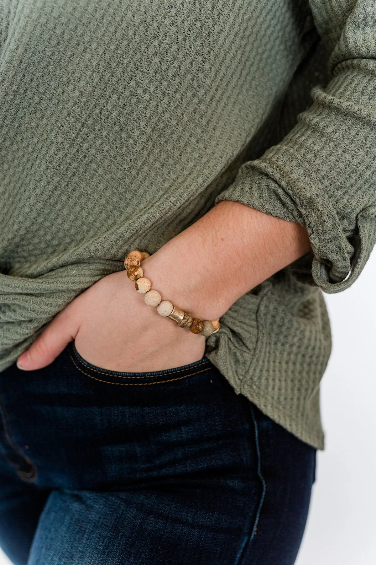 Single Beaded Bracelet- Neutral & Gold