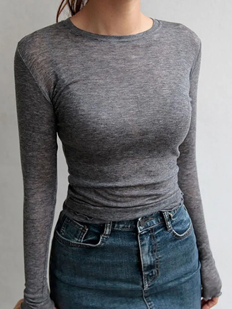 Slim High Quality Plain Casual Top