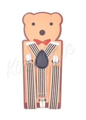 Striped Suspender kids - Beige/Black