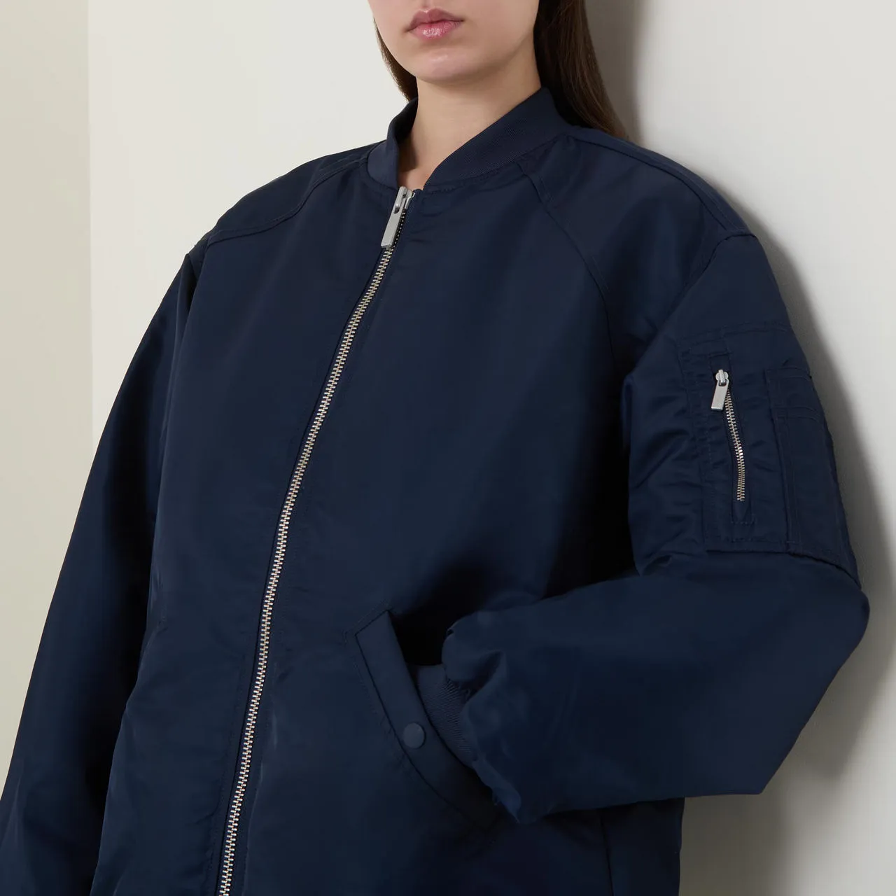 SWEATY BETTY Cityscape Bomber Jacket - Navy