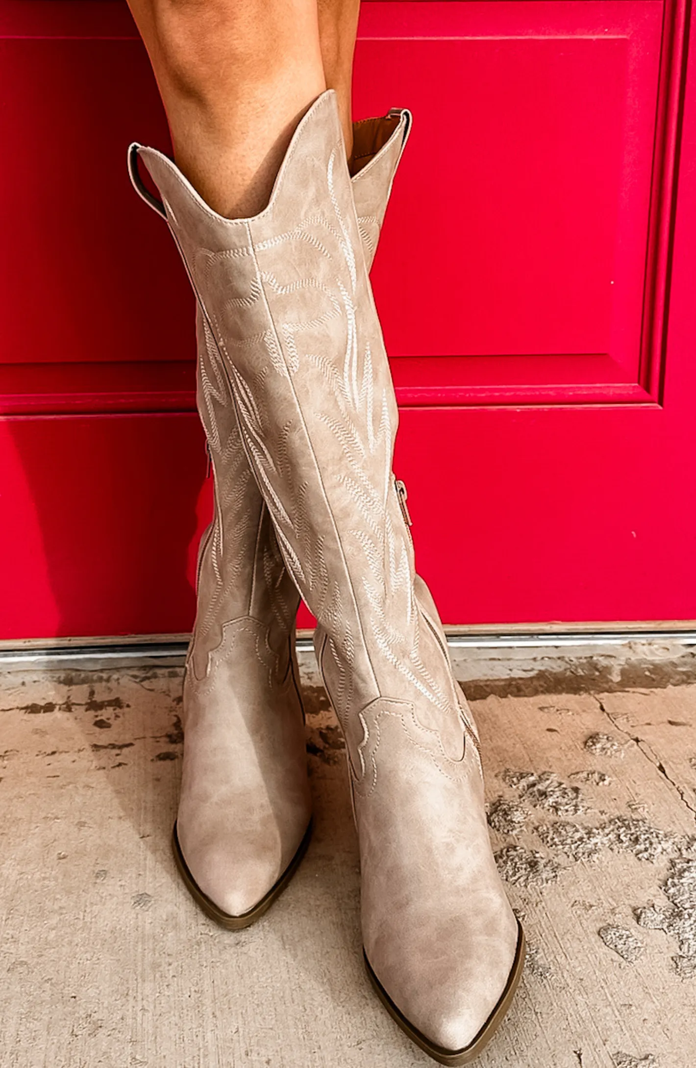 Take Me Downtown Light Taupe Cowgirl Boot