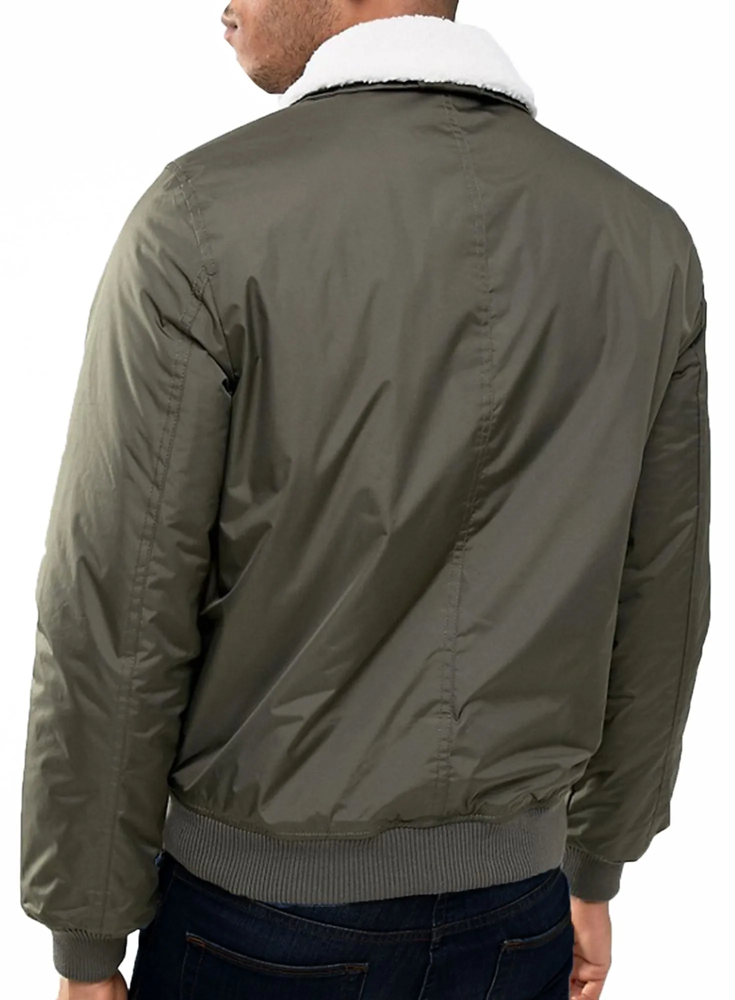 Threadbare Poacher Sherpa Collar Bomber Jacket Khaki