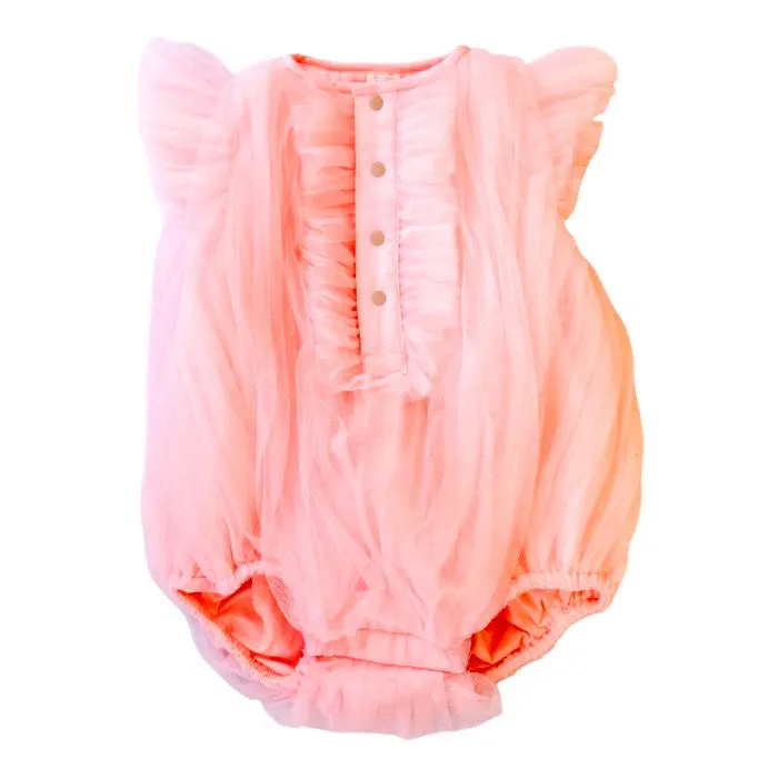 Tia Cibani Kids Advice Exclusive Baby Florence Pleated Romper Dust