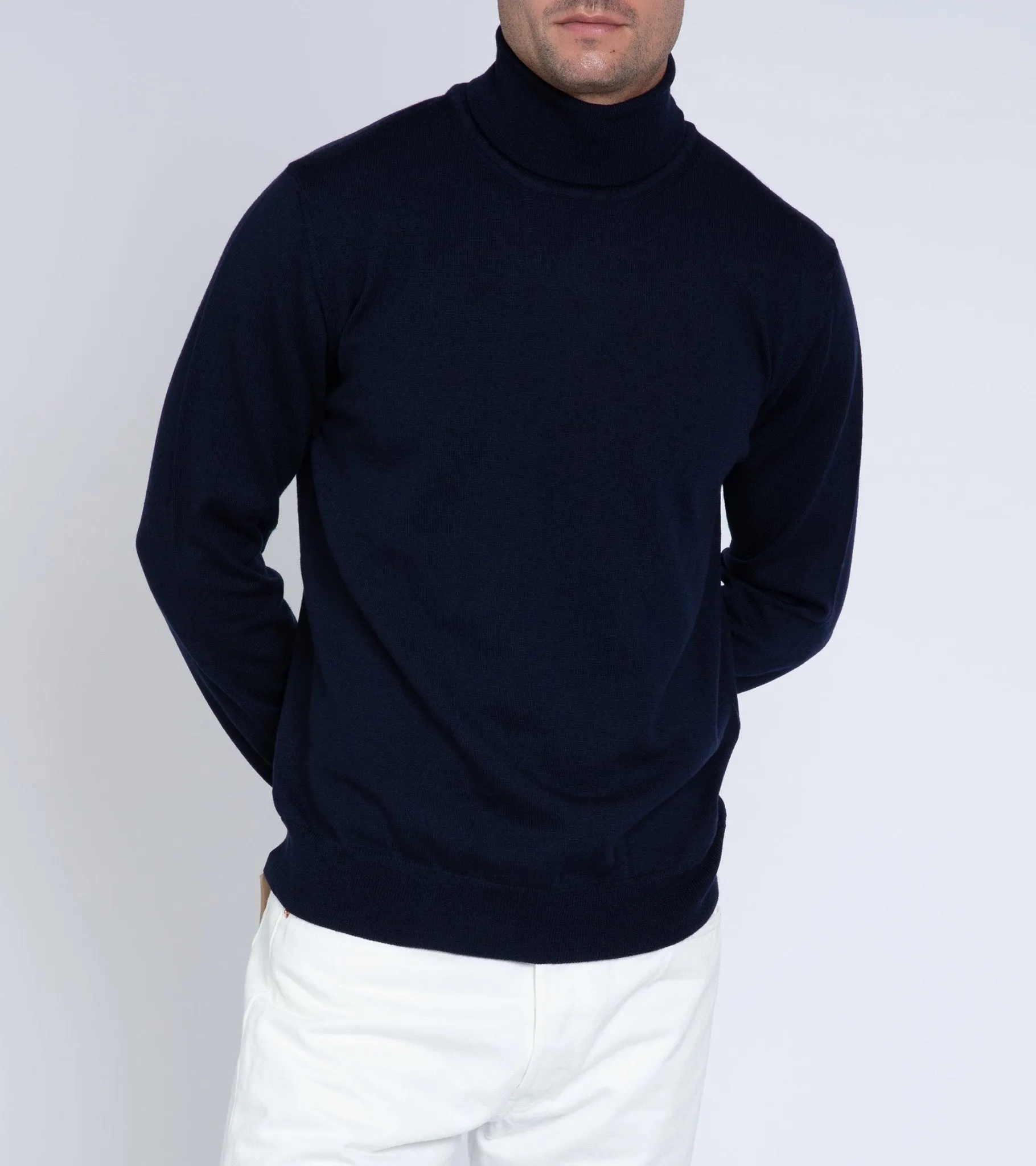 Trunk William Merino Roll Neck Sweater: Navy