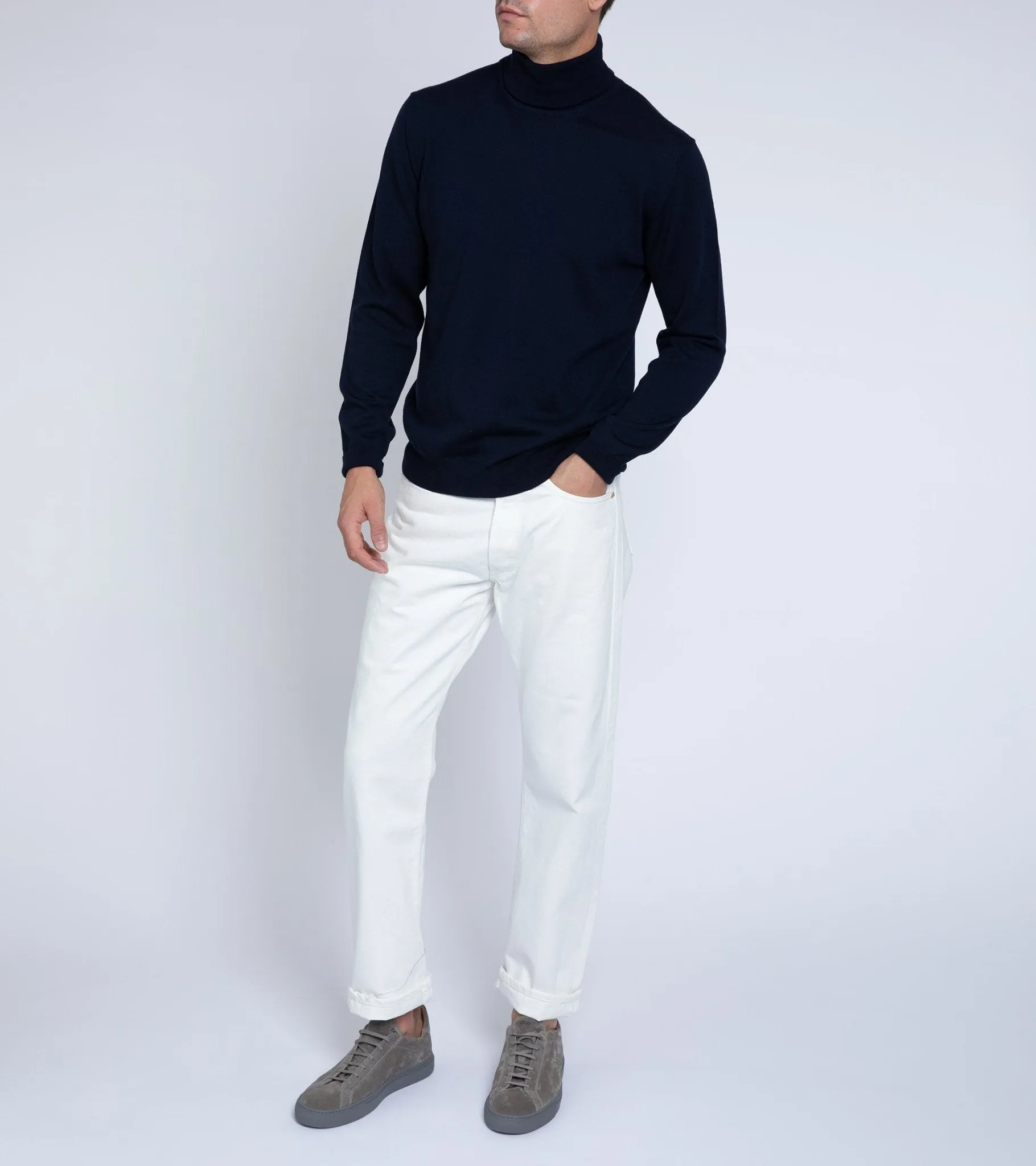 Trunk William Merino Roll Neck Sweater: Navy