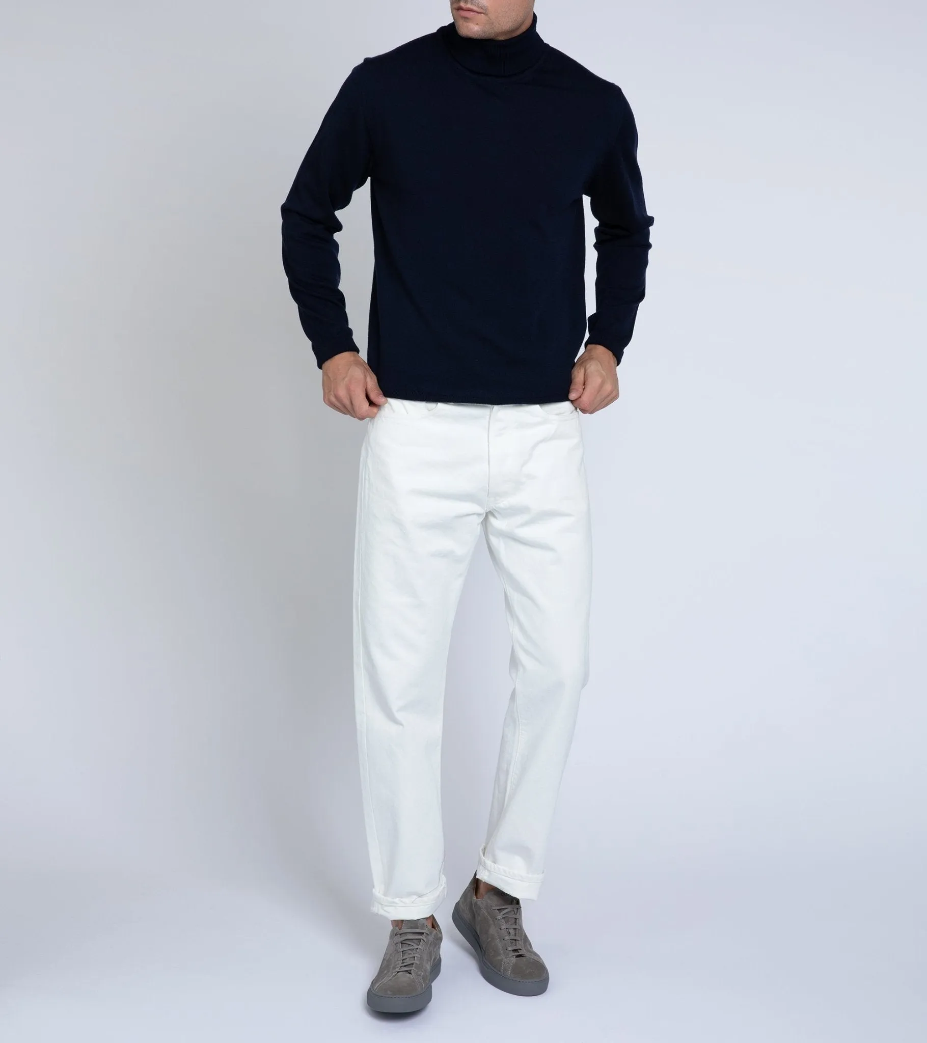 Trunk William Merino Roll Neck Sweater: Navy