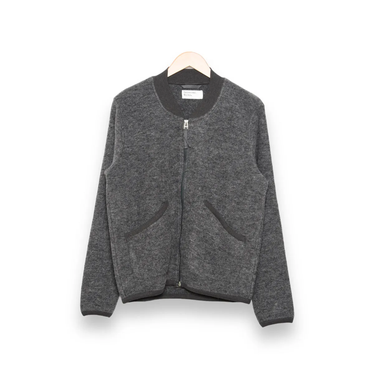 Universal Works Zip Bomber 29735 Wool Fleece grey marl