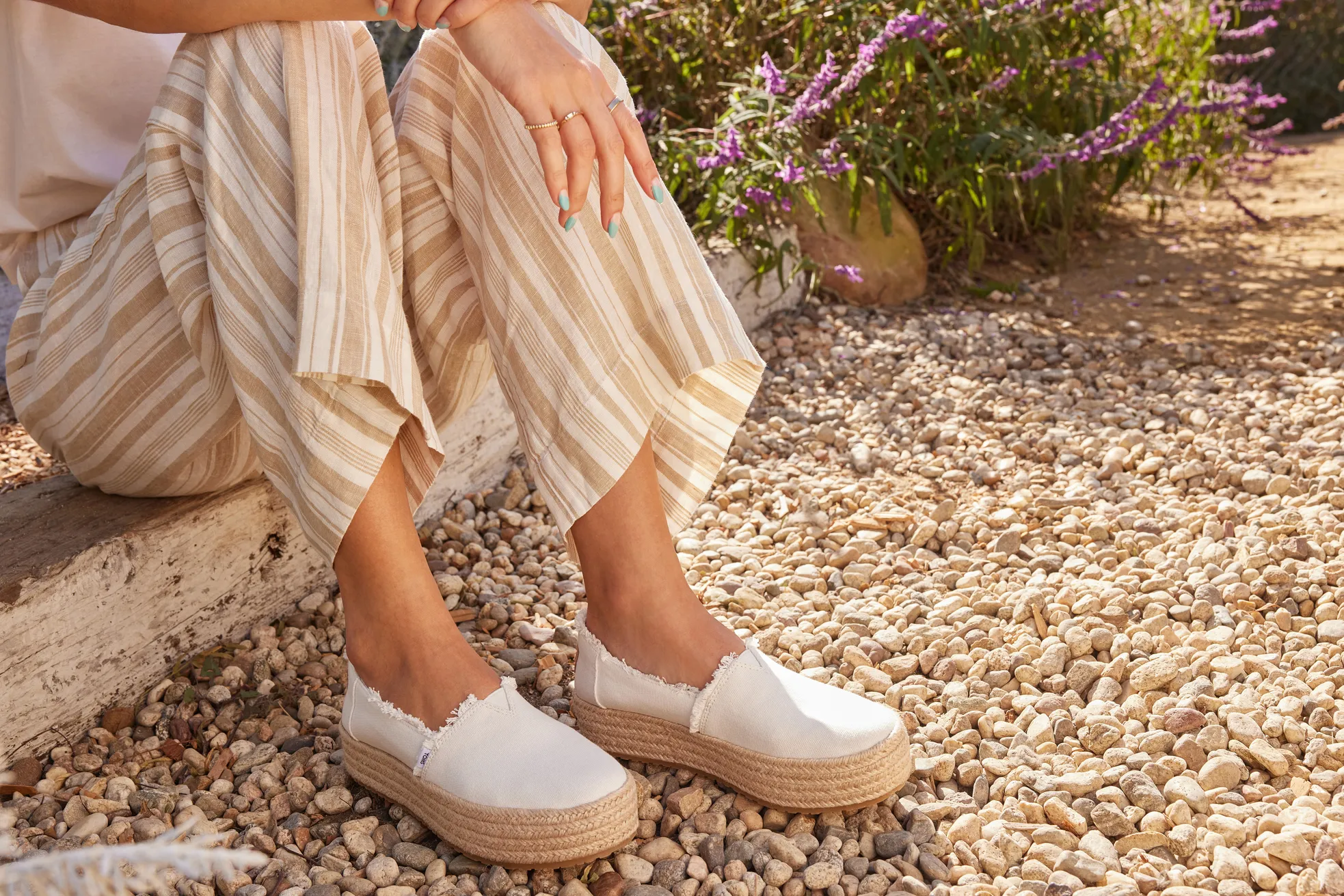 Valencia Platform Espadrille - White Canvas