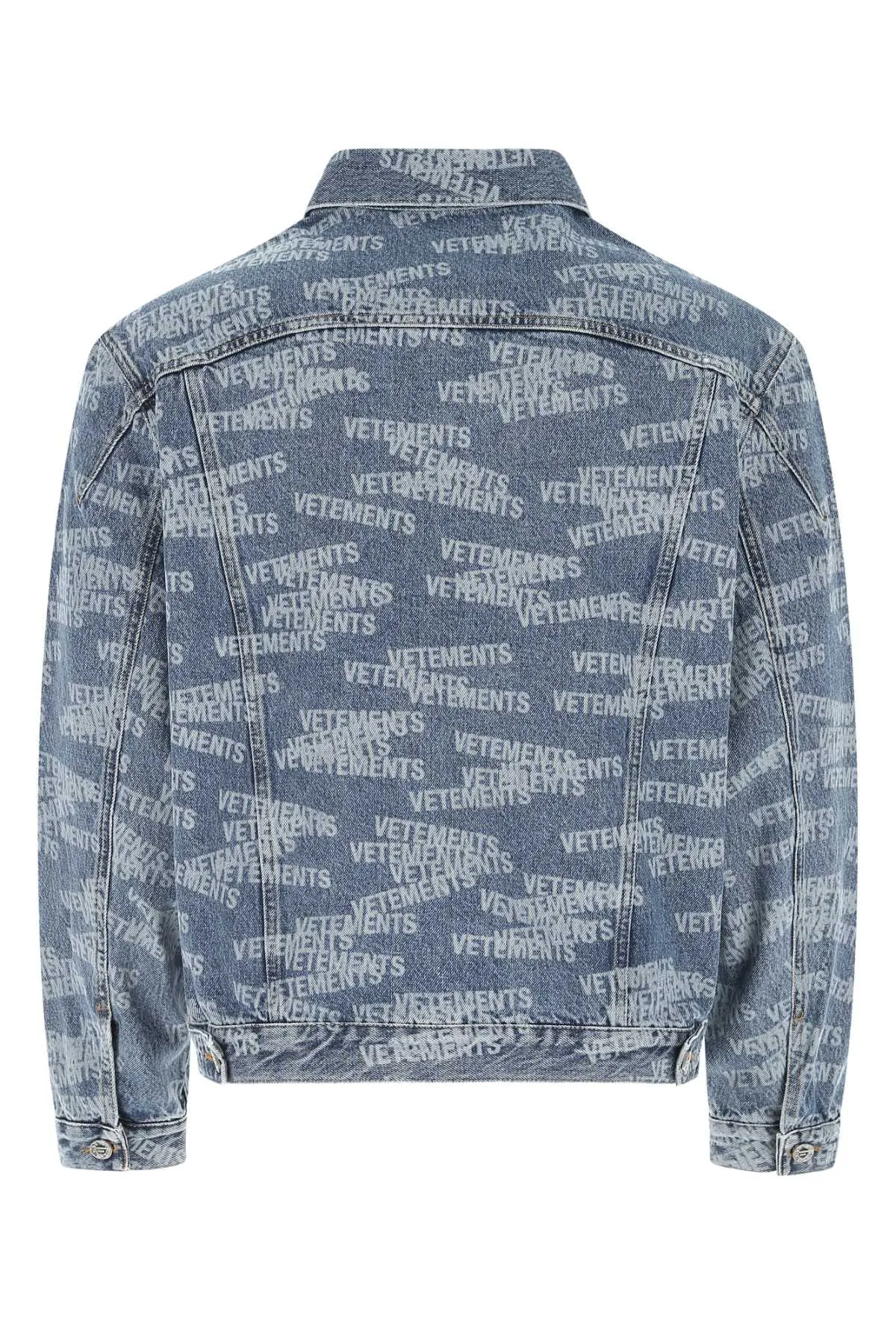 Vetements Allover Logo Printed Denim Jacket