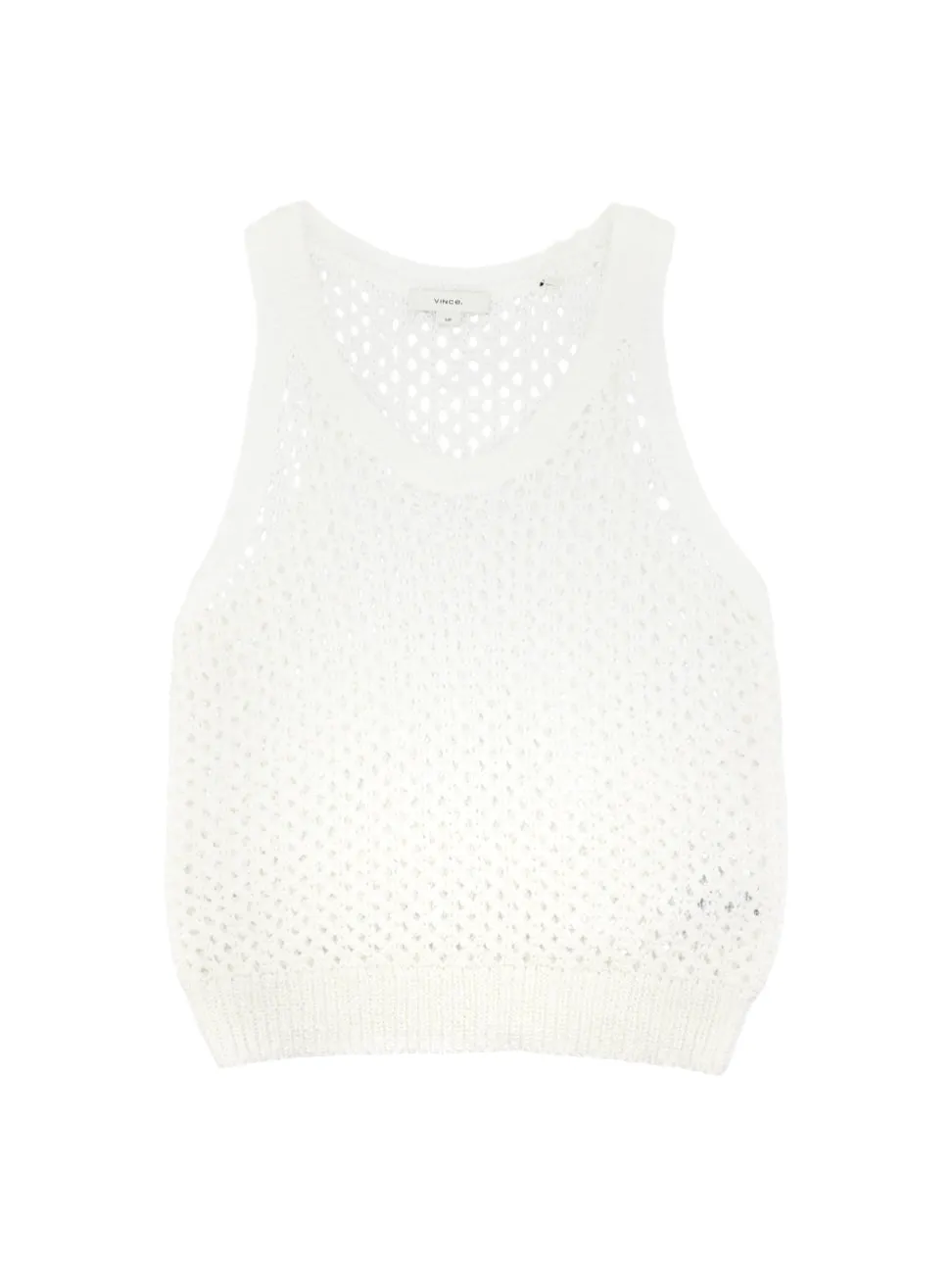 Vince Mesh-Stitch Cotton Sweater Tank in Optic White