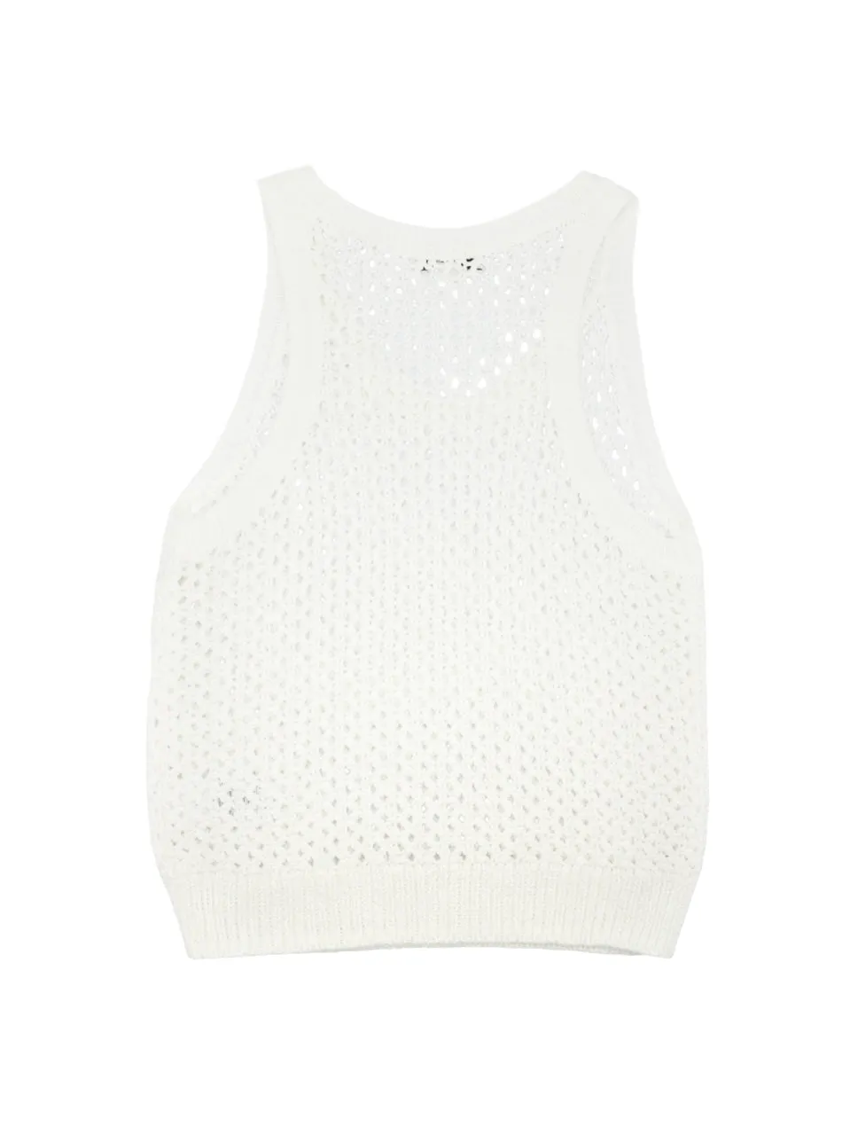 Vince Mesh-Stitch Cotton Sweater Tank in Optic White