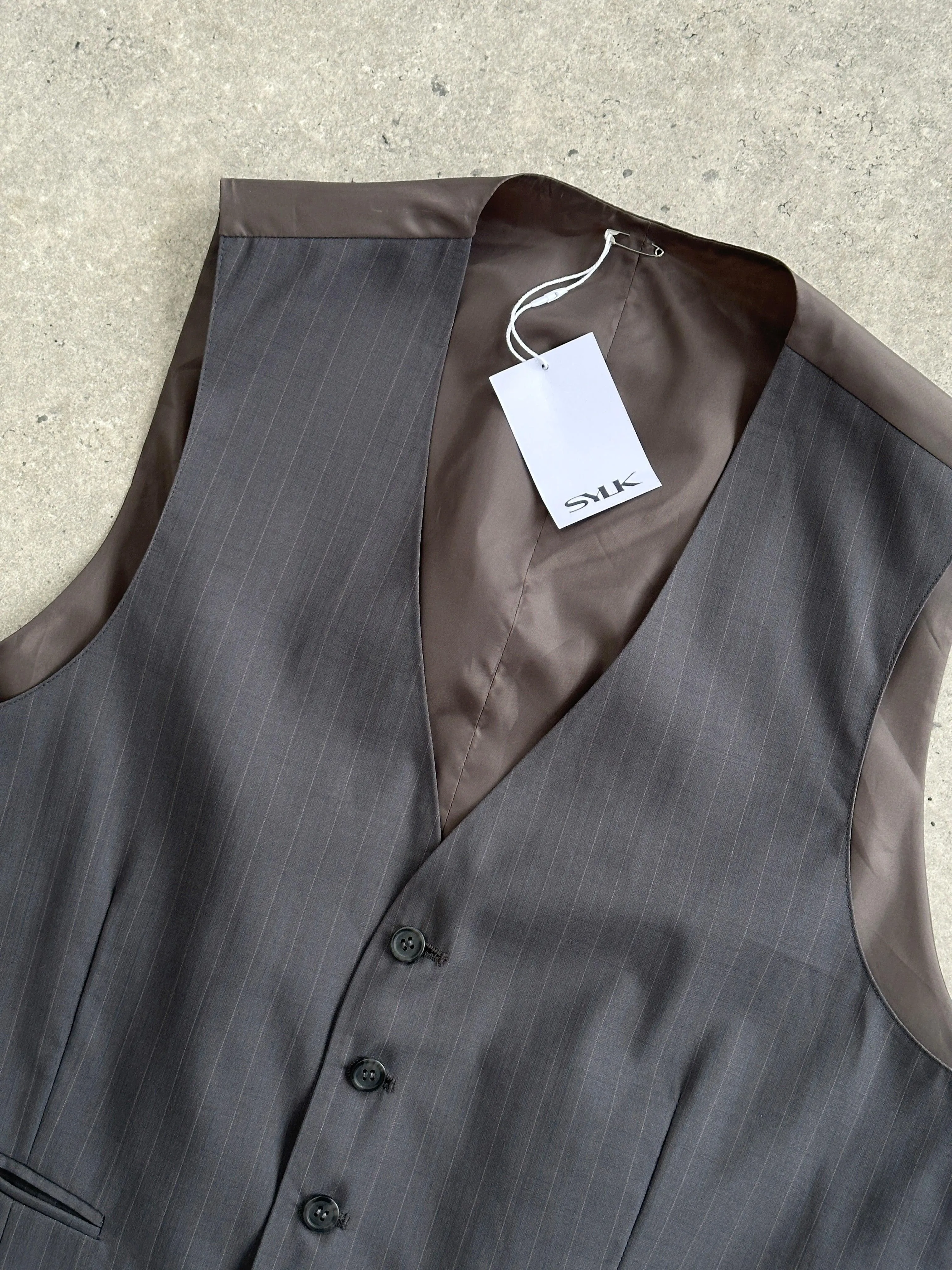 Vintage Pinstripe Single Breasted Tailored Waistcoat - L