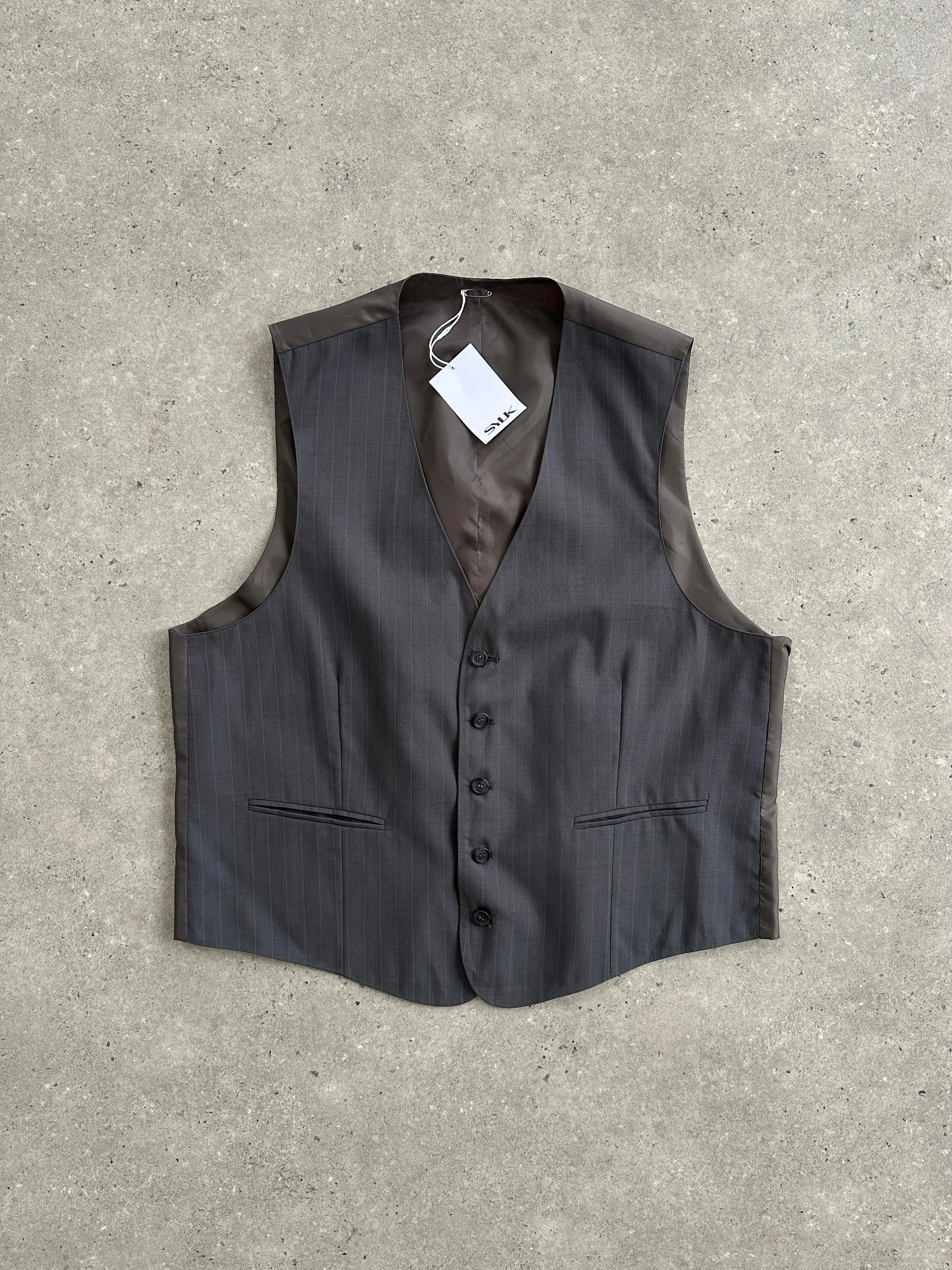 Vintage Pinstripe Single Breasted Tailored Waistcoat - L