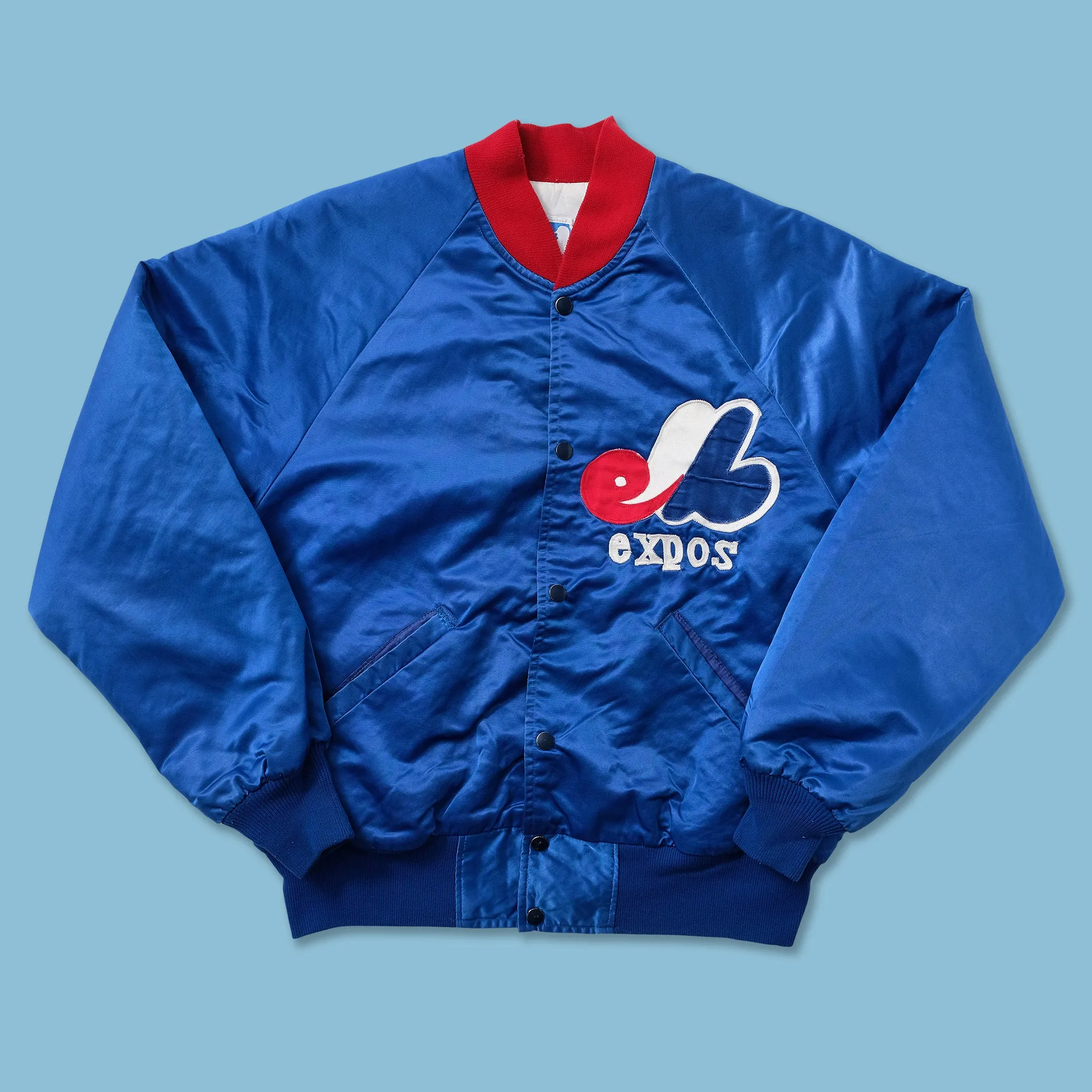 Vintage Starter Montreal Expos Satin Bomber Jacket Large