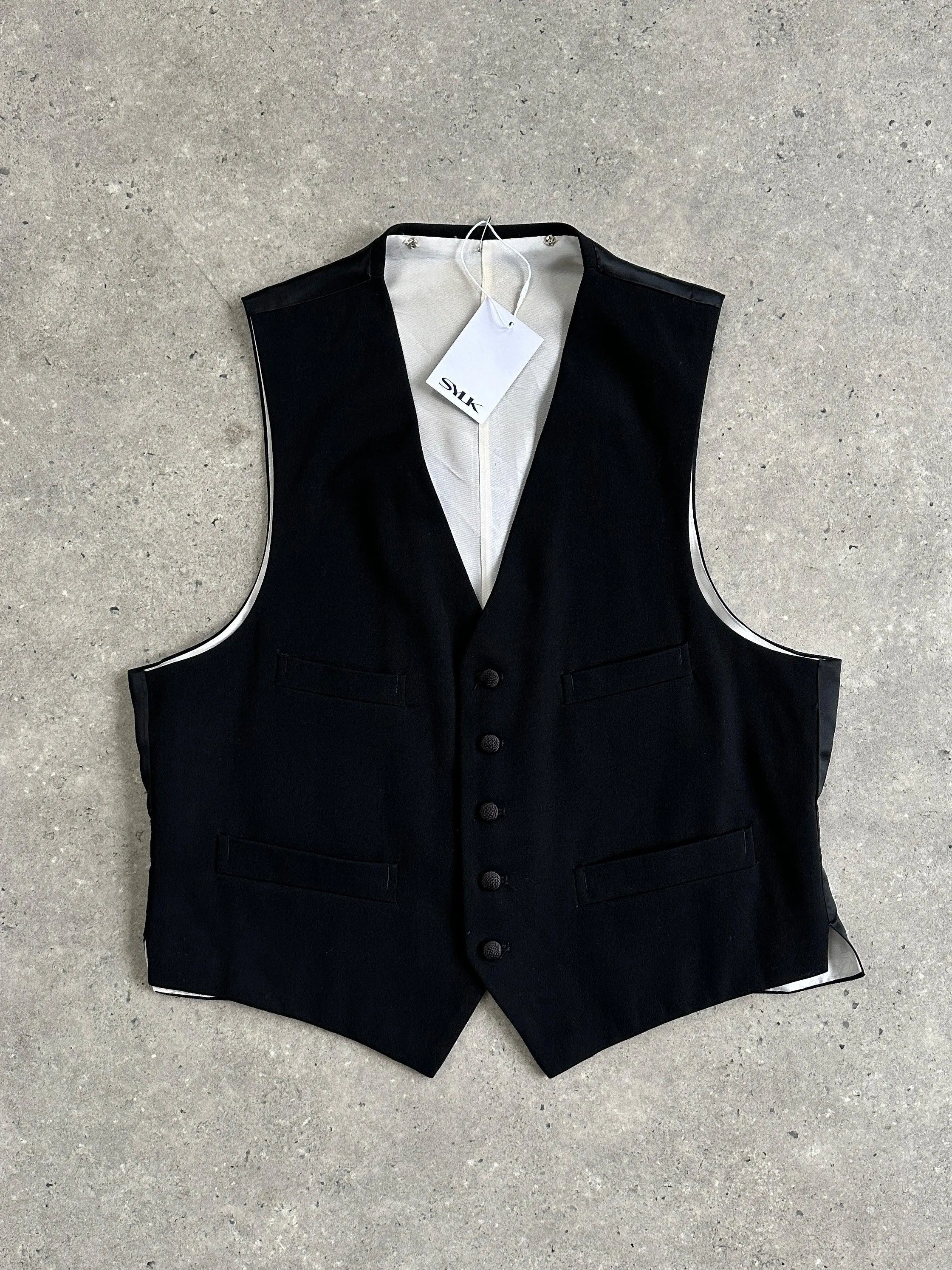 Vintage Wool Blend Tuxedo Tailored Waistcoat - M/L